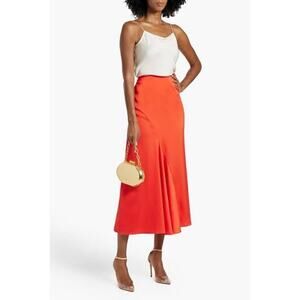 Derek Lam 10 Crosby Paulette Midi Skirt Sunset Red 4 NWT Quiet Luxury Cocktail